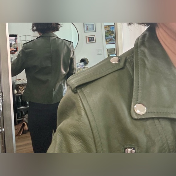 *SOLD* NWOT Leatherskin Custom Green Biker Jacket - Picture 6 of 7